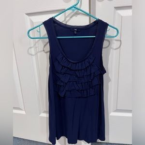 Navy ruffle tank
